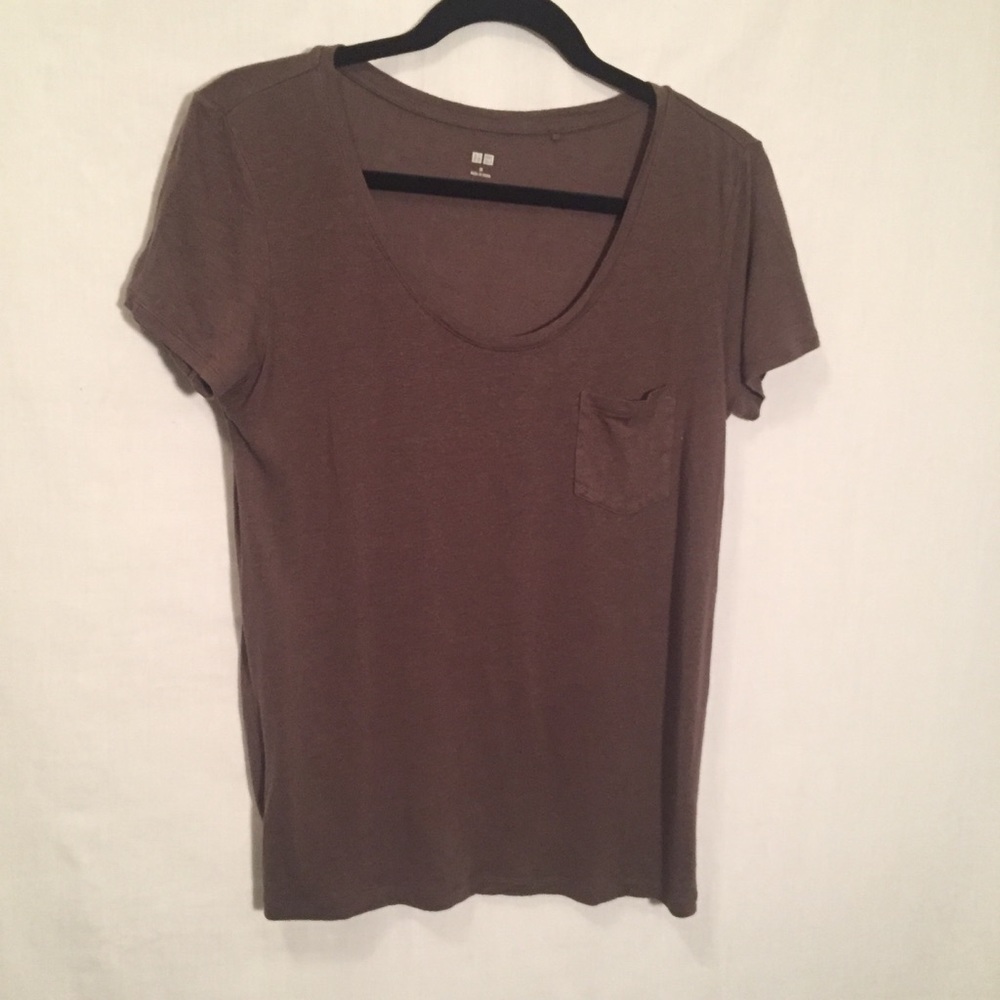 ☃️3 for $23 ☃️ Uniglo S/S Scoop Neck Pocket Modal/Linen Tee